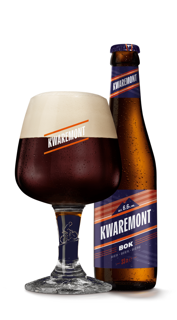 Kwaremont Bok donker bier met fles en glas